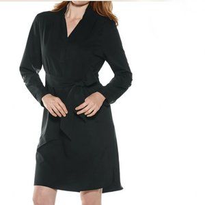 Coolibar Women’s Black Oxford Shirt Dress UPF 50+ Sun Protection